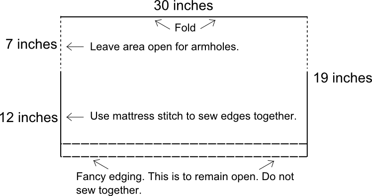 Simple Knit Shrug Diagram