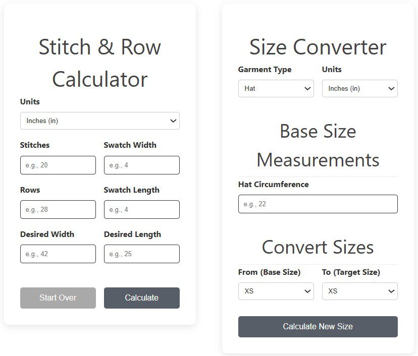 Stitch Calculator and Size Converter