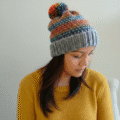Self Striping Spectrum Beanie with Pom Pom