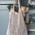 Knitted Cotton Market Bag with Groceries