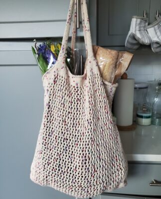 Knitted Cotton Market Bag with Groceries