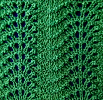 feather and fan stitch in the round